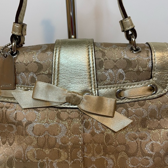Coach Signature Lurex Gold Silver Top handle bag - Picture 10 of 10